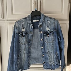 KanCan Medium Blue Distressed Jean Jacket